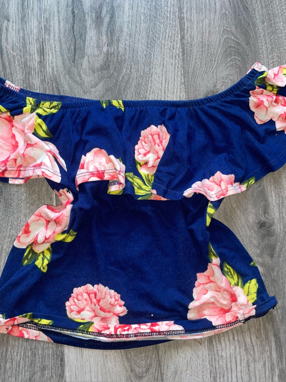 Rebel Sugar Navy Off-Shoulder Tunic with Pink Floral Print